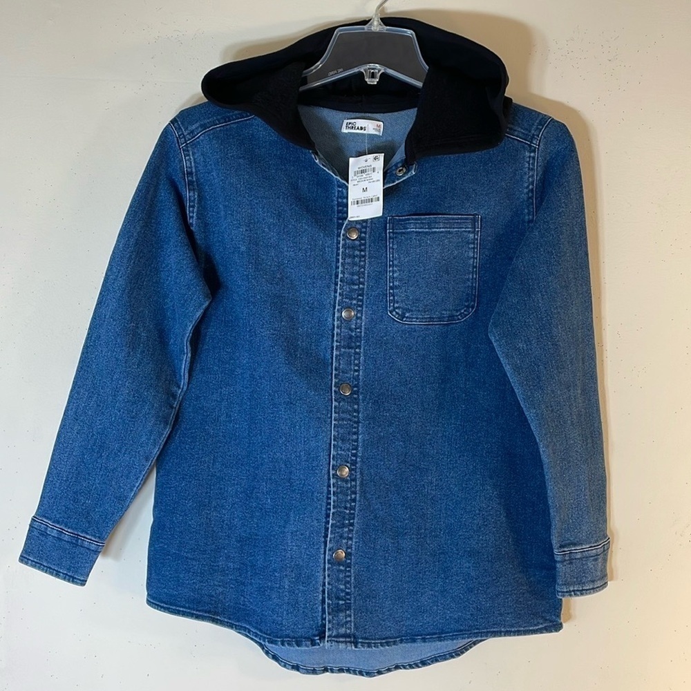 Epic Threads Hooded Denim Shacket. Boy’s M. NWT. - Picture 2 of 10
